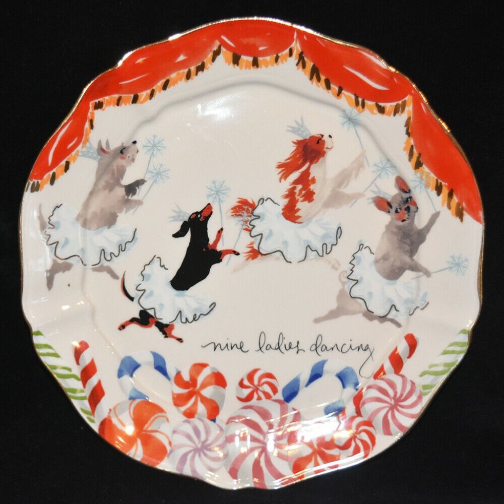 Brand New Anthropologie #9 Ladies Dancing Inslee Fariss Plate 12 Days Ch…